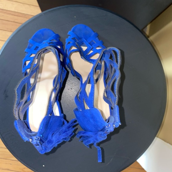 Charlotte Russe Royal Blue Heels Diamond Webbing - Picture 2 of 4